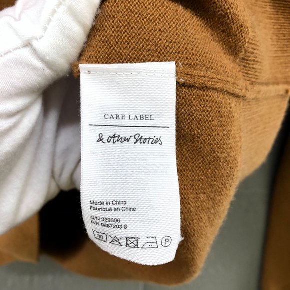 & Other Stories Cashmere Mock Neck Sweater Tan Brown Womens Medium M - Picture 9 of 12